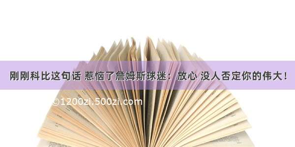 刚刚科比这句话 惹恼了詹姆斯球迷：放心 没人否定你的伟大！