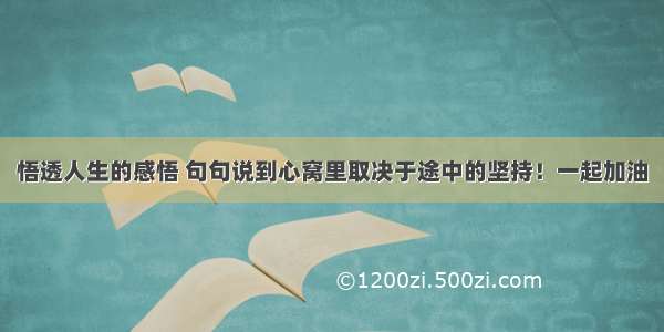 悟透人生的感悟 句句说到心窝里取决于途中的坚持！一起加油