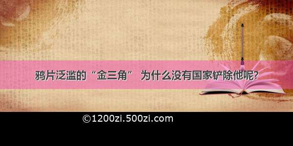 鸦片泛滥的“金三角” 为什么没有国家铲除他呢？