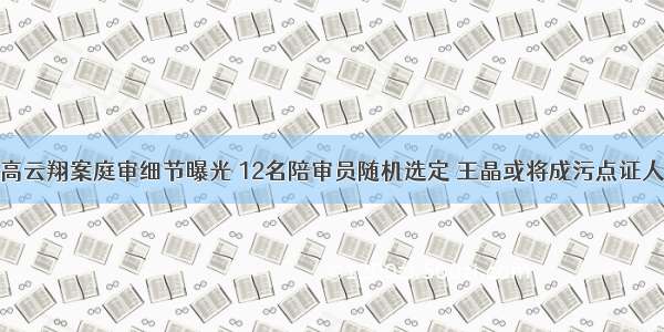 高云翔案庭审细节曝光 12名陪审员随机选定 王晶或将成污点证人