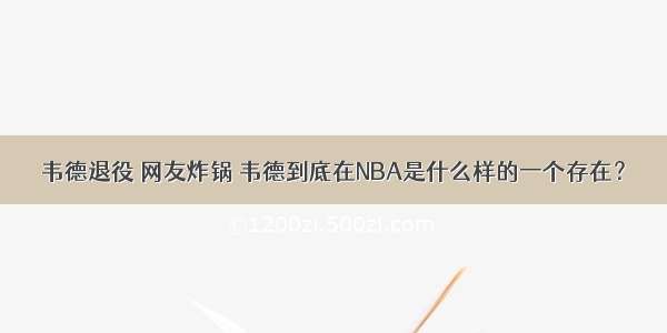 韦德退役 网友炸锅 韦德到底在NBA是什么样的一个存在？