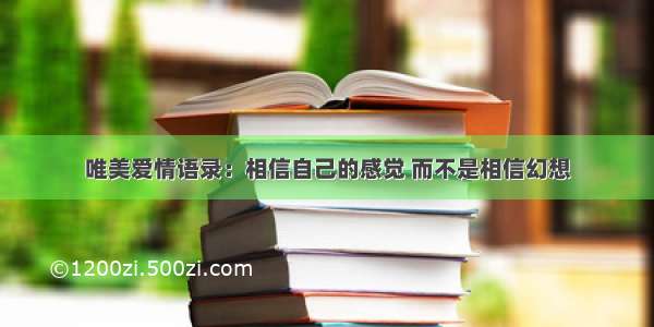 唯美爱情语录：相信自己的感觉 而不是相信幻想