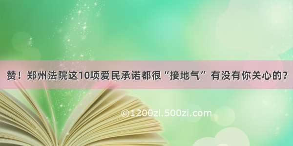 赞！郑州法院这10项爱民承诺都很“接地气” 有没有你关心的？