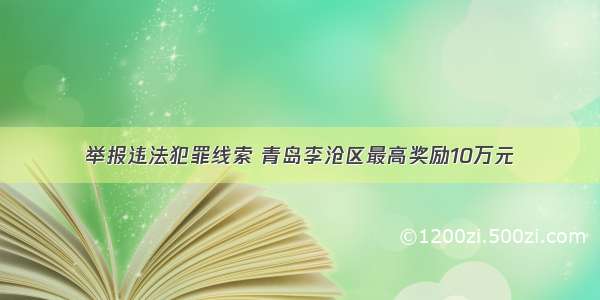 举报违法犯罪线索 青岛李沧区最高奖励10万元