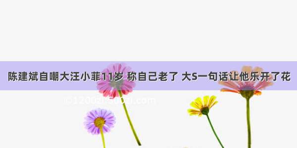 陈建斌自嘲大汪小菲11岁 称自己老了 大S一句话让他乐开了花