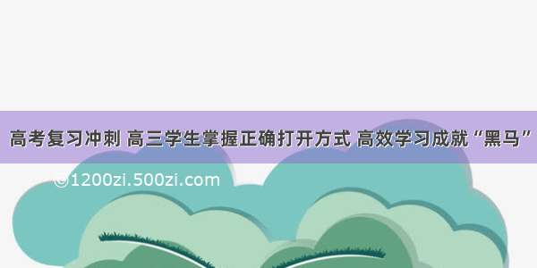 高考复习冲刺 高三学生掌握正确打开方式 高效学习成就“黑马”