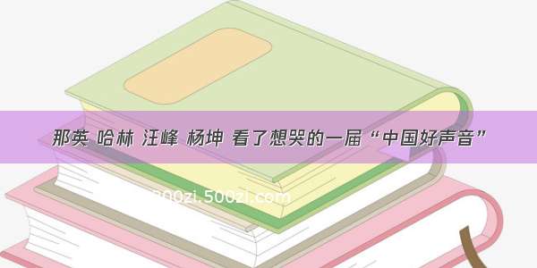 那英 哈林 汪峰 杨坤 看了想哭的一届“中国好声音”