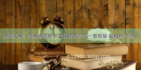 拍卖失败！贵州省凯里市文化北路22号一套房屋 起拍价110万