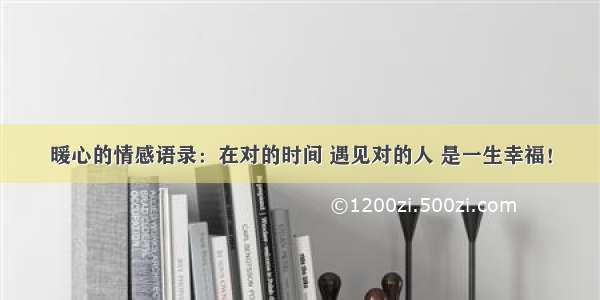 暖心的情感语录：在对的时间 遇见对的人 是一生幸福！