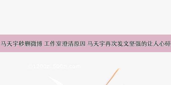 马天宇秒删微博 工作室澄清原因 马天宇再次发文坚强的让人心碎