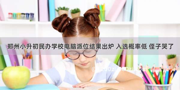 郑州小升初民办学校电脑派位结果出炉 入选概率低 侄子哭了