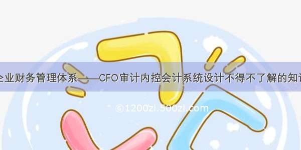 企业财务管理体系——CFO审计内控会计系统设计不得不了解的知识