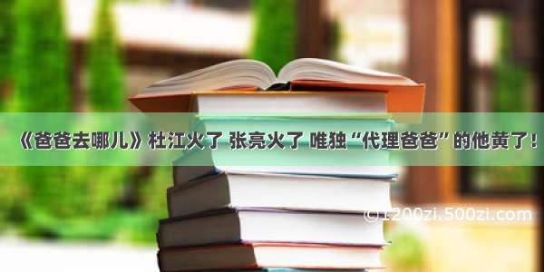 《爸爸去哪儿》杜江火了 张亮火了 唯独“代理爸爸”的他黄了！