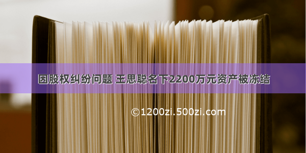 因股权纠纷问题 王思聪名下2200万元资产被冻结