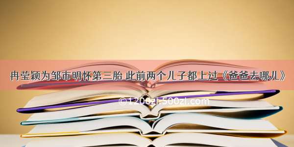 冉莹颖为邹市明怀第三胎 此前两个儿子都上过《爸爸去哪儿》