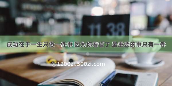 成功在于一生只做一件事 因为你看懂了 最重要的事只有一件