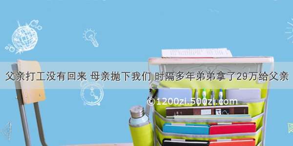 父亲打工没有回来 母亲抛下我们 时隔多年弟弟拿了29万给父亲