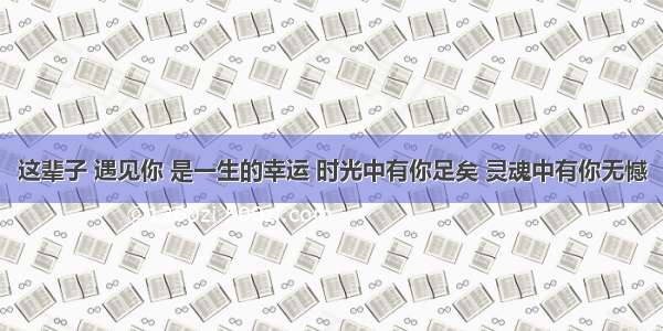 这辈子 遇见你 是一生的幸运 时光中有你足矣 灵魂中有你无憾