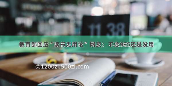 教育部回应“读书无用论” 网友：不念985还是没用