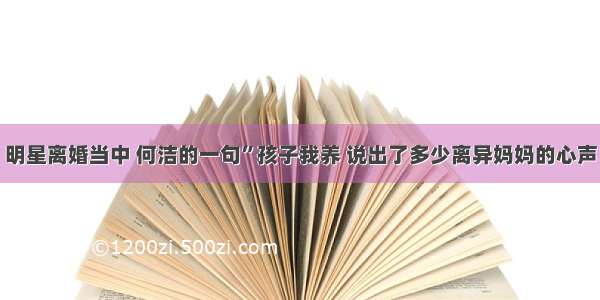 明星离婚当中 何洁的一句”孩子我养 说出了多少离异妈妈的心声