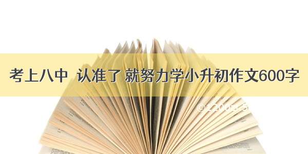 考上八中－认准了 就努力学小升初作文600字