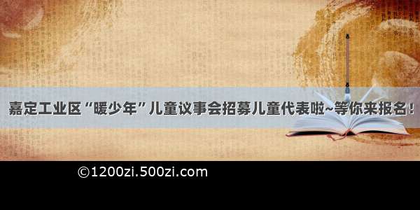 嘉定工业区“暖少年”儿童议事会招募儿童代表啦~等你来报名！