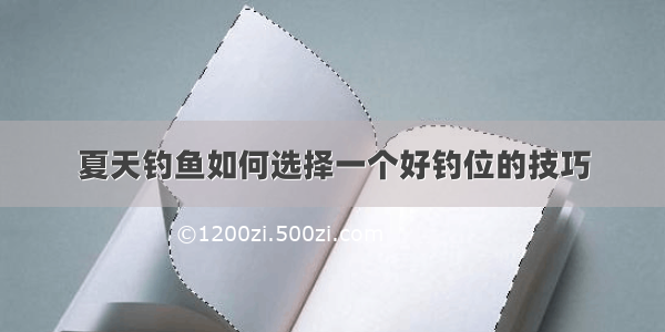 夏天钓鱼如何选择一个好钓位的技巧