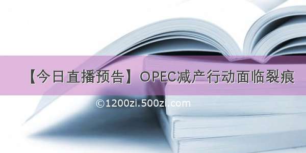 【今日直播预告】OPEC减产行动面临裂痕