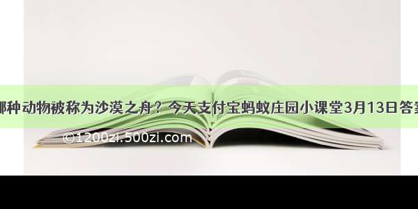 哪种动物被称为沙漠之舟？今天支付宝蚂蚁庄园小课堂3月13日答案