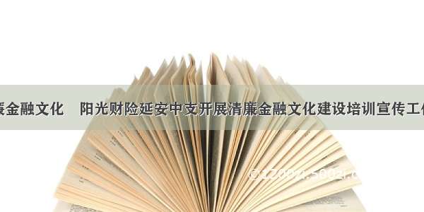 清廉金融文化▎阳光财险延安中支开展清廉金融文化建设培训宣传工作会