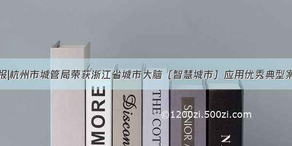 喜报|杭州市城管局荣获浙江省城市大脑（智慧城市）应用优秀典型案例