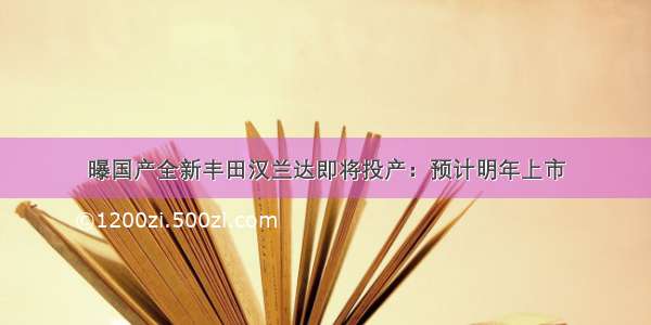 曝国产全新丰田汉兰达即将投产：预计明年上市