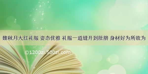 魏秋月大红礼服 姿态优雅 礼服一道缝开到肚脐 身材好为所欲为