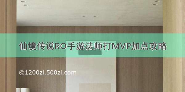 仙境传说RO手游法师打MVP加点攻略