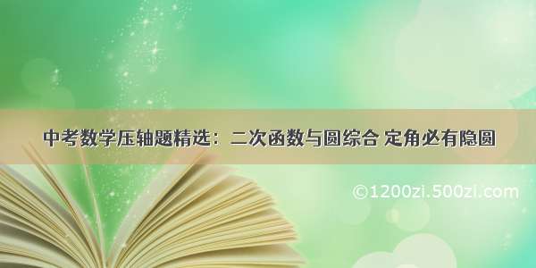 中考数学压轴题精选：二次函数与圆综合 定角必有隐圆