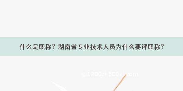 什么是职称？湖南省专业技术人员为什么要评职称？