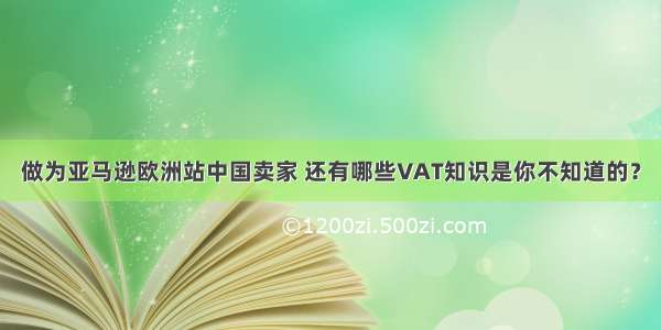 做为亚马逊欧洲站中国卖家 还有哪些VAT知识是你不知道的？