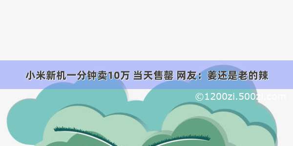 小米新机一分钟卖10万 当天售罄 网友：姜还是老的辣