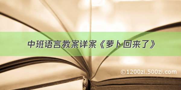 中班语言教案详案《萝卜回来了》