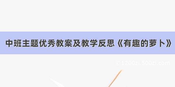 中班主题优秀教案及教学反思《有趣的萝卜》