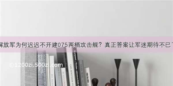 解放军为何迟迟不开建075两栖攻击舰？真正答案让军迷期待不已了