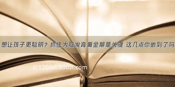 想让孩子更聪明？抓住大脑发育黄金期是关键 这几点你做到了吗