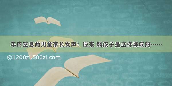 车内窒息两男童家长发声！原来 熊孩子是这样炼成的……