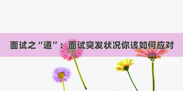 面试之“道”：面试突发状况你该如何应对