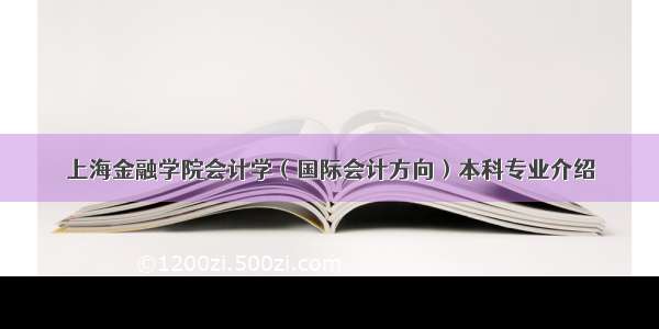 上海金融学院会计学（国际会计方向）本科专业介绍