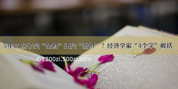 5年后 房子是“金价”还是“葱价”？经济学家“4个字”概括