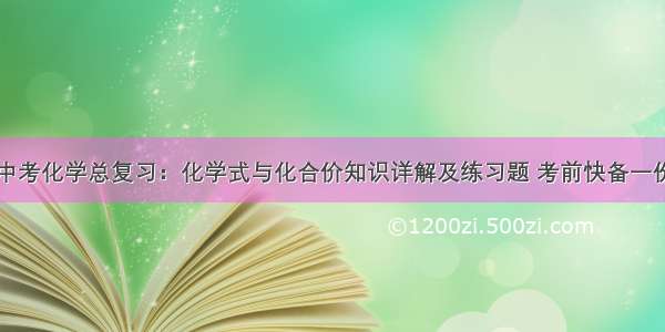 中考化学总复习：化学式与化合价知识详解及练习题 考前快备一份