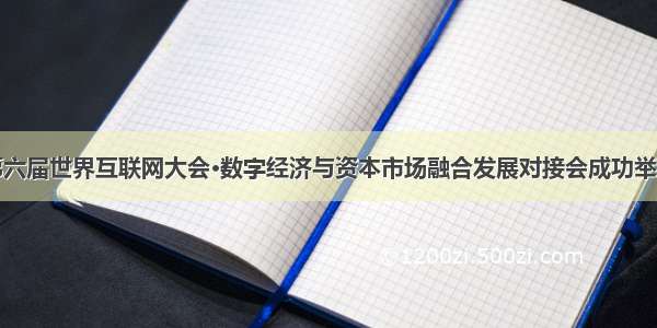 第六届世界互联网大会·数字经济与资本市场融合发展对接会成功举办