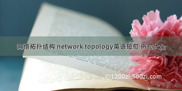 网络拓扑结构 network topology英语短句 例句大全