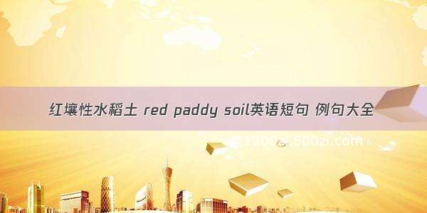 红壤性水稻土 red paddy soil英语短句 例句大全